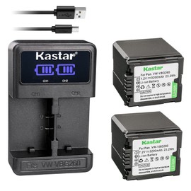 Kastar 2 Pack Battery and LCD Dual USB Charger Compatible with Panasonic HDC-SD8K, HDC-SD9, HDC-SD9EG-K, HDC-SD9EG-S, HDC-SD9GK, HDC-SD9-8GB, HDC-SD10, HDC-SD10K, HDC-SD20, HDC-SD20K, HDC-SD100