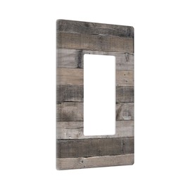Gray Rustic Wood Light Switch Cover Single Rocker/Decorator Switch Plate 1 Gang Farmhouse Decorative Outlet Covers Wall Plate, 4.50 x 2.76 Inch