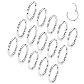 MOQIKAKA16G 18G 20G Surgical Steel Nose Septum Rings Hoops - Stainless Steel Hinged Clicker Segment Nose Rings Hoop Helix Cartilage Daith Tragus Sleeper Earrings, Ear Plugs Tunnels Gauges Body