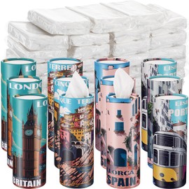 MotiMind 12 Pack Car Tissues Holder with Facial Tissues and 20 Pack Tissue Refills Bulk Tissues Cylinder for Car Cup Holder Car Accessories Round Tube Tissue Box Container, 1600 Count Tissues