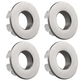 4 PCS Sink Basin Trim Overflow Cover, Brass Insert in Hole Round Caps for Bathroom or Kitchen Sink Brushed Nickel