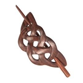 81stgeneration Natural Wood Celtic Knot Hair Barrette - Wooden Hair Stick for Styling - Handmade Wedding Hair Accessories for Women - Vintage Style Boho Hair Pins