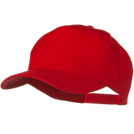 Solid Cotton Twill 5 Panel Prostyle Snap Cap - Red OSFM