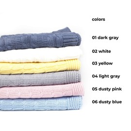 Personalize Baby Blanket with Name Cable Knit Girl Boy (yellow)