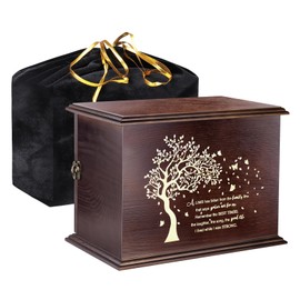 Urns for Human Ashes Adult Male Female, Wood Memorial Cremation Urns Box and Casket for Man Women Child, Large Burial Funeral Urns