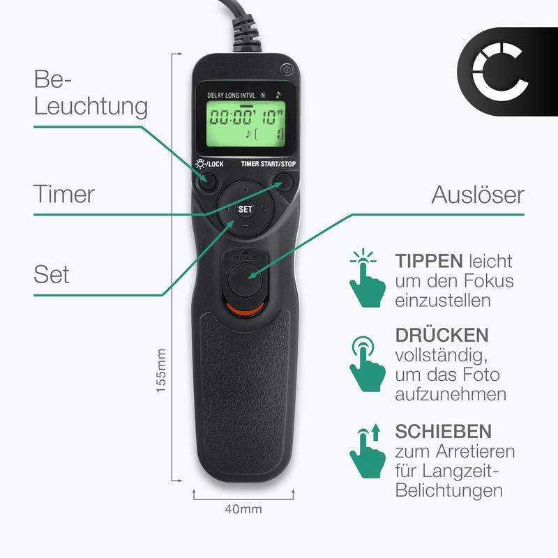 subtel Remote Shutter Release Compatible with Canon EOS 1300D, 1100D,