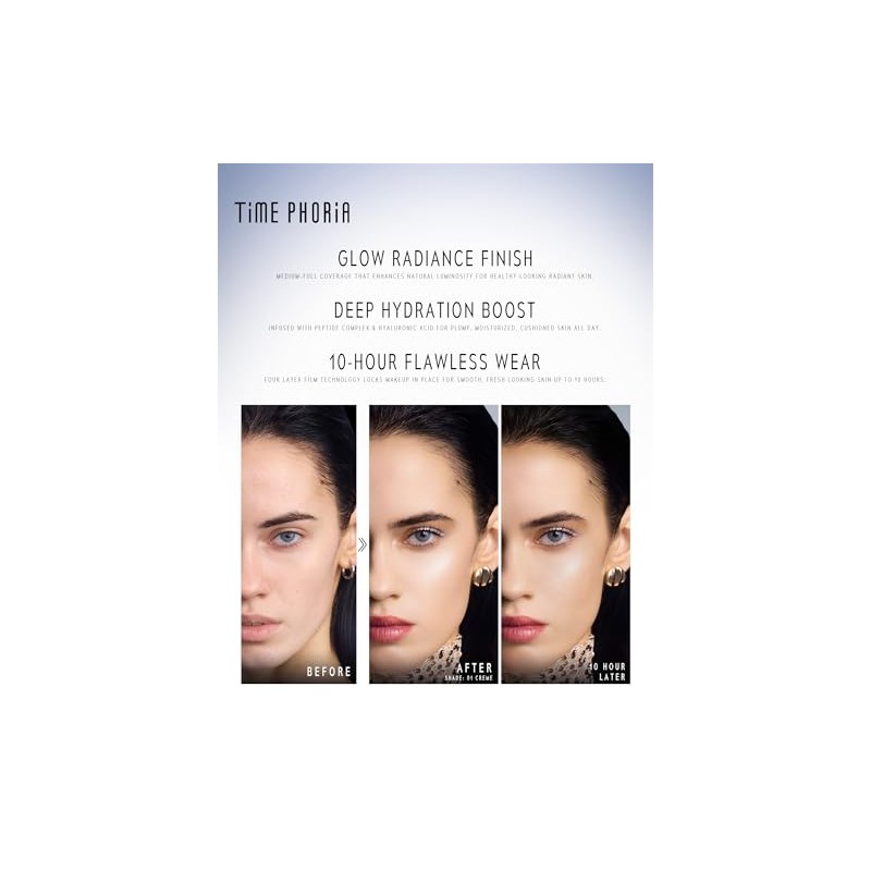 TIMEPHORIA Timeless Utopia Glow Cushion Foundation - Acabado radiante, cobertura