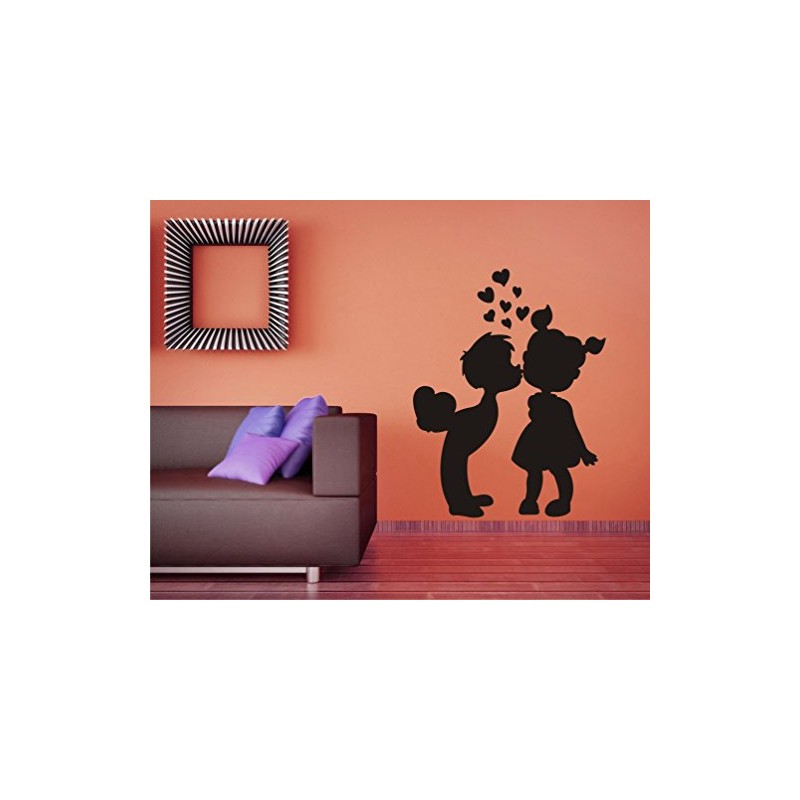 Kissing Child Love Black Wall Sticker and Wallpaper Size(59 65)