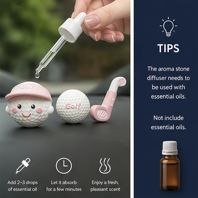 Golf Car Air Freshener Vent Clip Set (3 Pack), Plaster