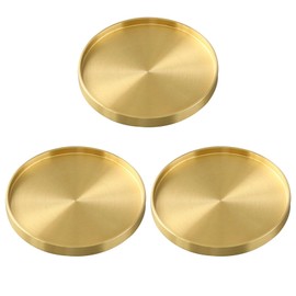 NOELAMOUR Coaster Brass Metal Gold 3D Round Stylish Vintage Diameter 6.6×H0.8cm (3)