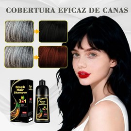 shampoo con tinte 3 en 1,Champú Colorante para Teñir el Cabello,hair dye shampoo para Cubrir Canas Negro,Fórmula con Ingredientes Herbales,Sin Amoniaco,Efecto Instantáneo y Duradero (Negro)