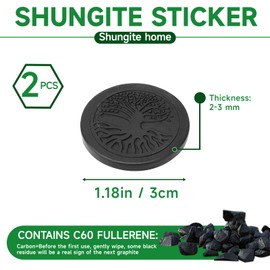 2 Pcs Shungite Neutralizer Sticker for Cell Phone 30 mm/ 1.18 Inch Shungite Stones Plate for Tablet Laptop Computer Tree of Life