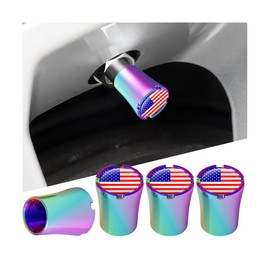 Osilly Ameican Flag Car Tire Valve Stem Cap, 4PCS Leakproof Vehicle Stem Covers with Ring Gasket, Patriotic Auto Air Dust Covers Accessories, Universal for Trucks, Bikes, Motorcycles (Multicolor)
