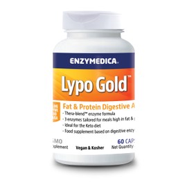 Enzymedica - Lypo Gold Enzyme Formula, Reduces Gases and Bloat, Indicated for Keto Diets, Improves Nutrient Absorption, Gluten Free, Dairy Free, Vegan, 60 Capsules