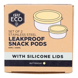Ever Eco Stainless Steel Leakproof Snack Pods, Buttercup 2 Pack