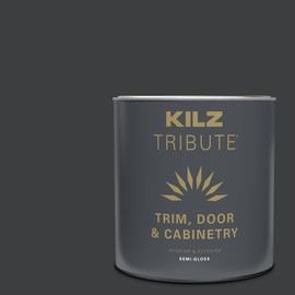 KILZ Tribute Cabinet Paint, Door Paint & Trim Paint, for Interior/Exterior, Semigloss, Deep Onyx, 1 Quart