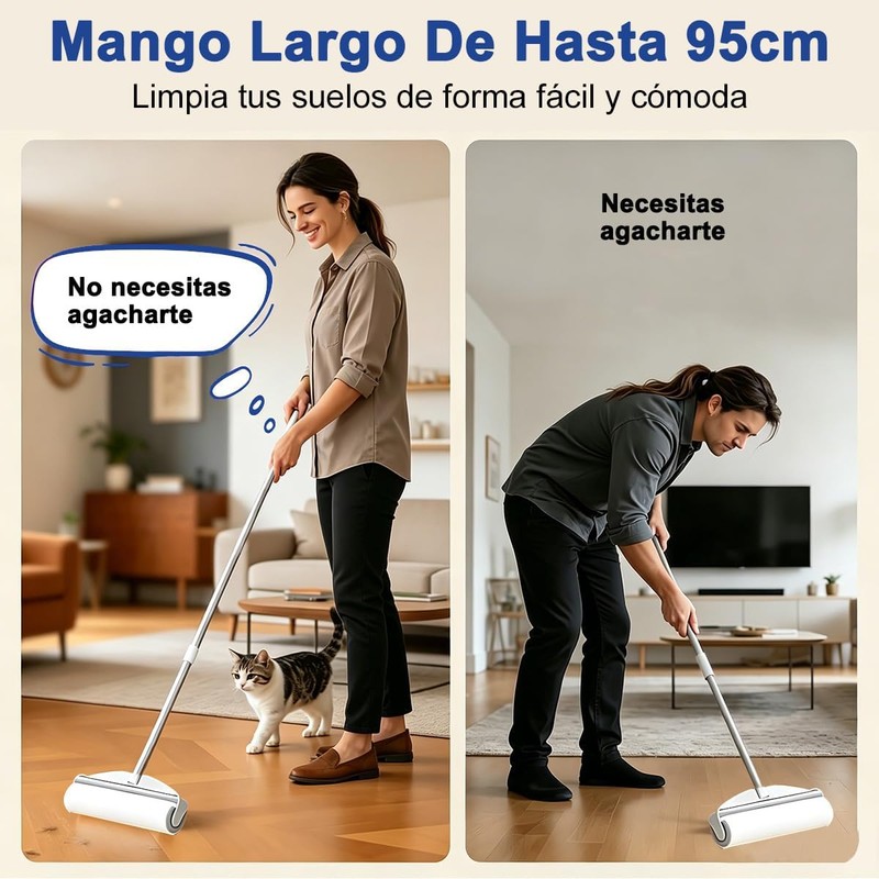 Rodillos quitapelusas 24 cm y 10 cm con mango telescópico