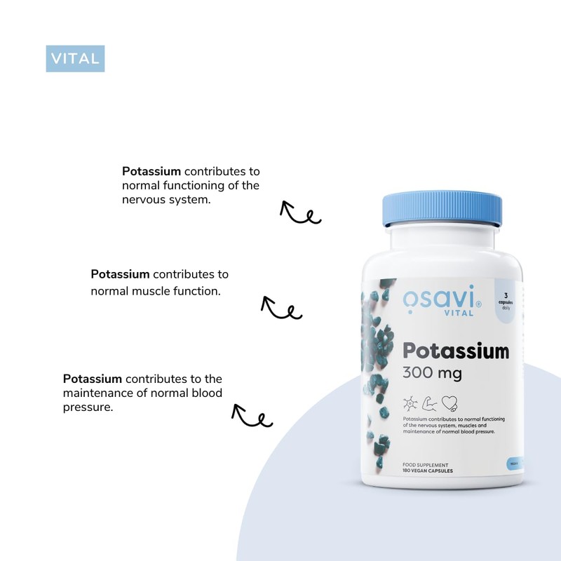 Osavi Potassium 300mg – 180 Vegan Capsules | Highly Absorbable