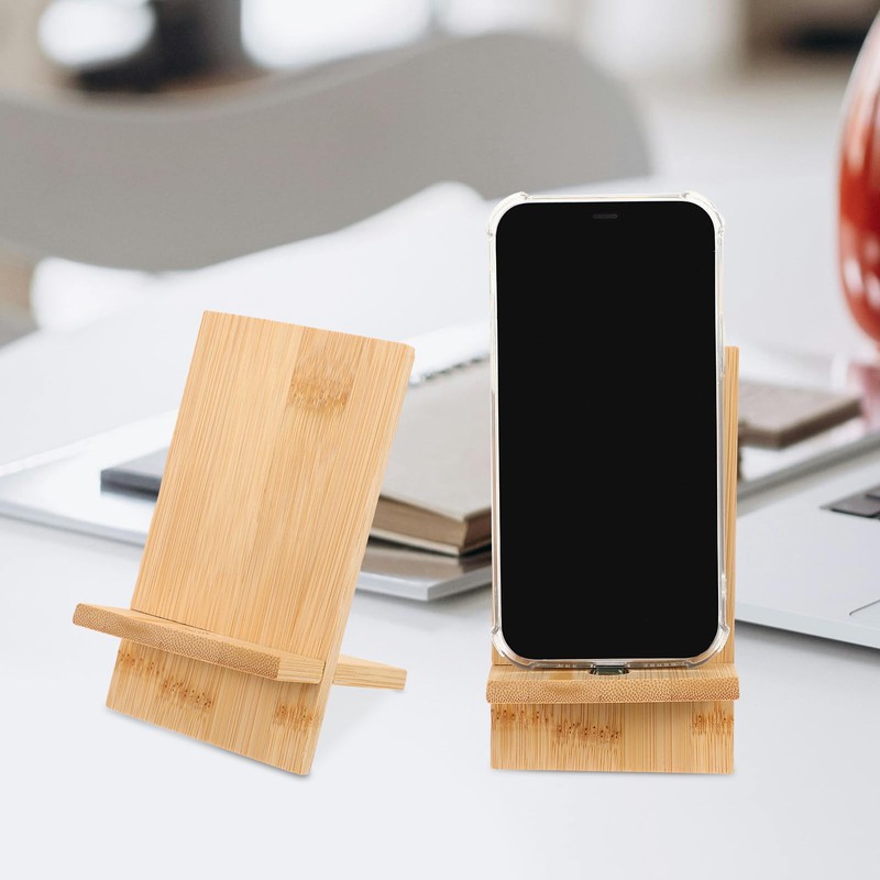 VILLCASE 2 x Bamboo Phone Holder, Universal Tablet Stand, Desktop