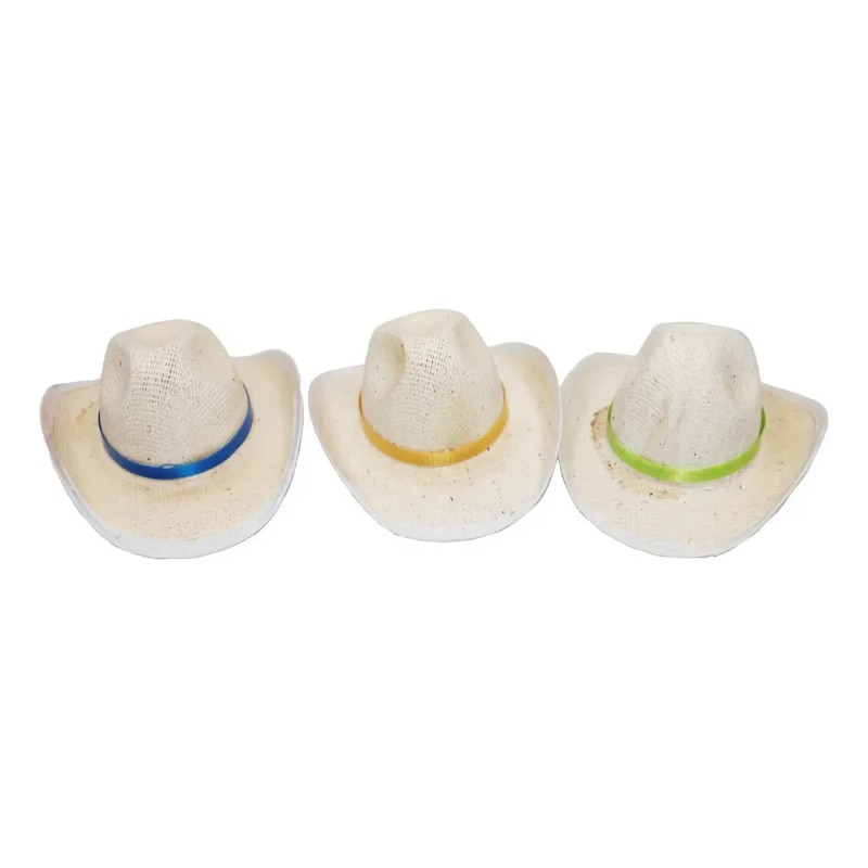 20 Sombrero Texano 8cm Vaquero Miniatura Mini Color Natural