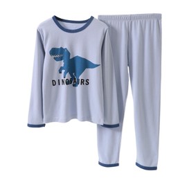YANWANG Boys Pyjamas Set, 100% Cotton, Long Sleeve, Dinosaur Sleepwear, Toddler Boys Sleepwear Outfits, 4-tyrannosaurus Rex