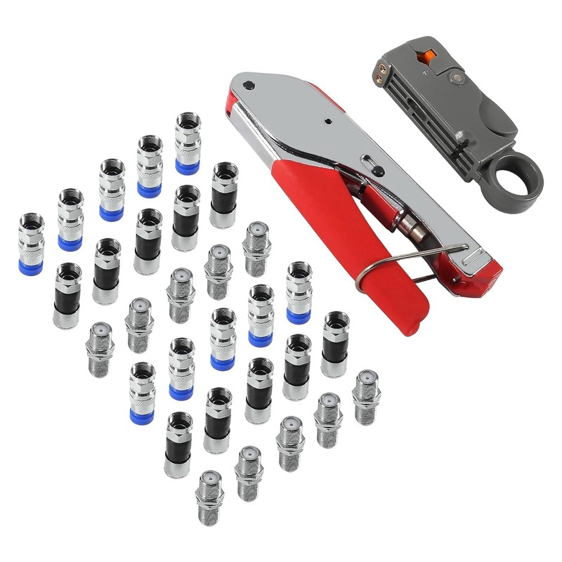 AEDIKO Coaxial Compression Tool Kit Coax Cable Crimper Wire Stripper