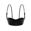 Women's Faux Leather Spaghetti Strap Bustier Crop Top – Adjustable