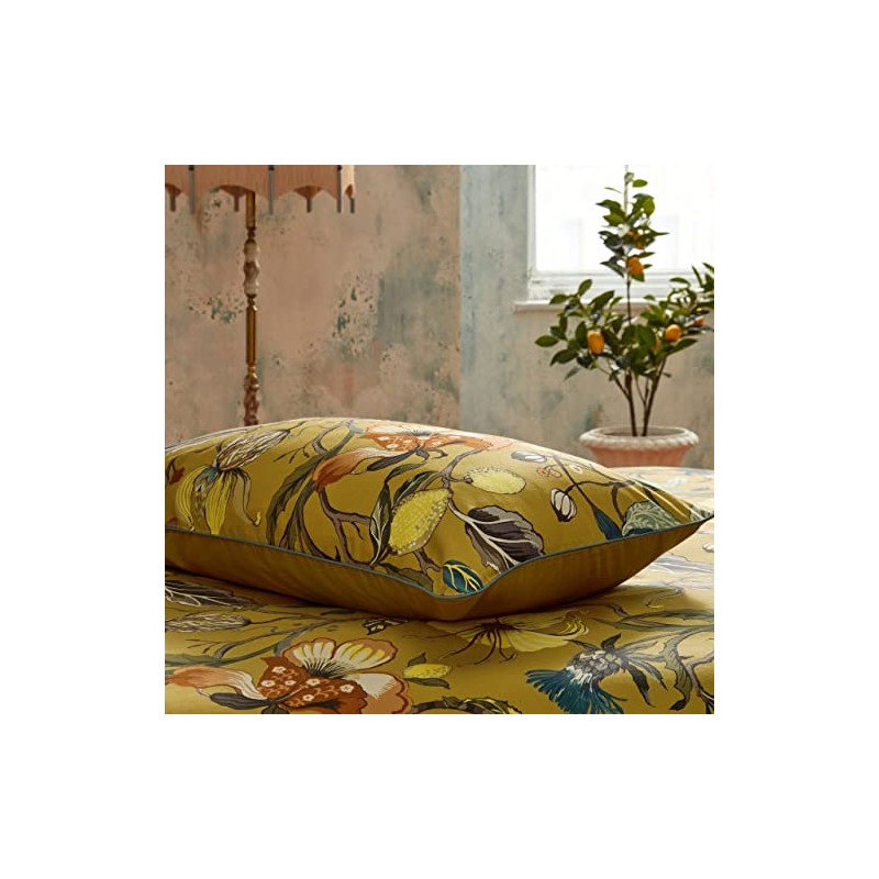 EW by Edinburgh Weavers Morton Pillowcase Pair,Ochre,50 x 75cm
