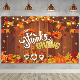 Happy Thanksgiving Banner Fall Festival Backdrop for Thanksgiving Decorations Autumn Gnomes Pumpkin Turkey Decorations Thanksgiving Indoor Outdoor Party Decorations