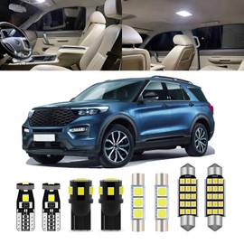 Bllatta 11pcs Super bright White 6000K LED Interior Light Kit for Ford Explorer 2011 2012 2013 2014 2015 2016 2017 2018 2019 2020 interior LED Lighting Kit + License Plate Lights and Install Tool