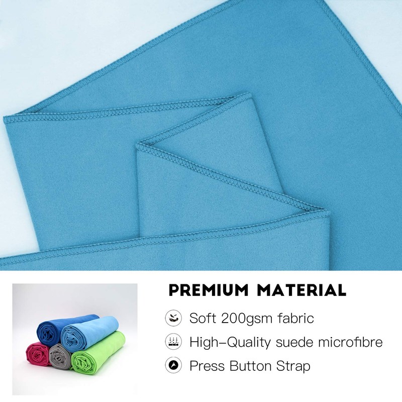 Invool Microfiber Towel, 5 colours (Blue) with carry bag -