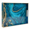MAONAME Plastic Decorative Tray, Marbling Tray with Handles, Rectangular Coffee