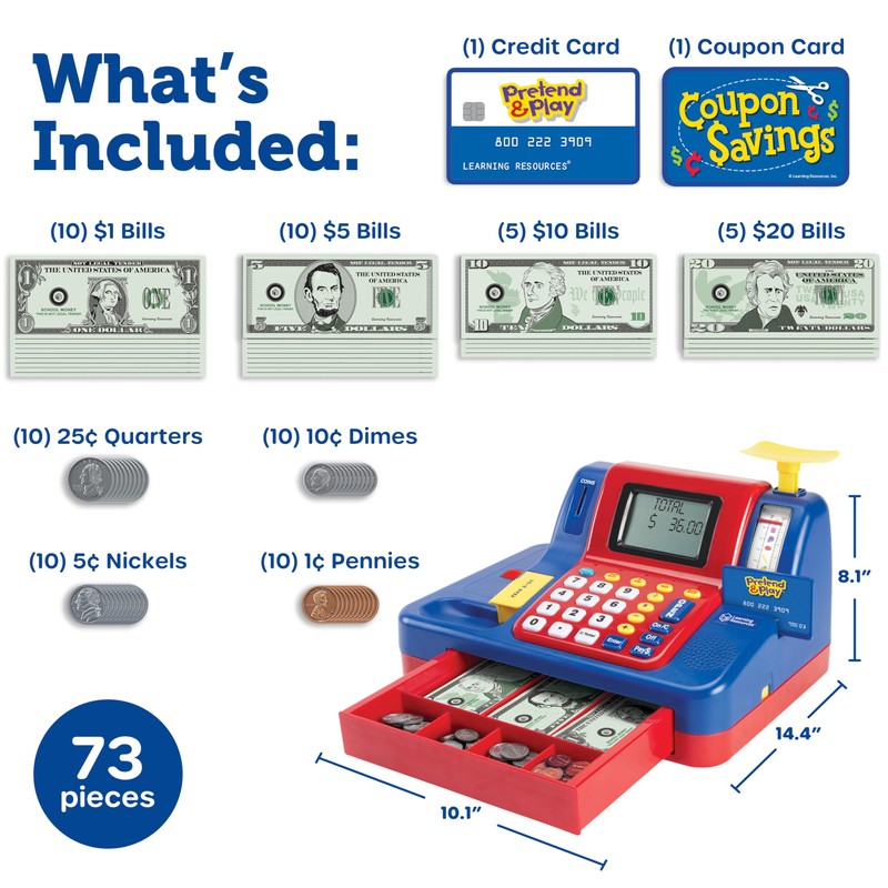 Learning Resources Pretend & Play Teaching Cash Register - Math