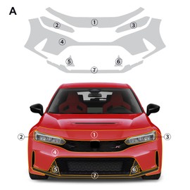 FDAIUN for 8.5mil TPU PPF for Honda Civic Type R 2023-2024 Clear Car Pre-Cut Paint Protective Film HD Scratch Exterior Accessories (Front Bars + Headlights 7Pcs)