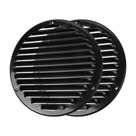 Vent Systems 8" Black Soffit Vent Cover - Pack of 2 - Round Air Vent Louver - Grill Cover - Built-in Insect Screen - HVAC Vents for Bathroom, Home Office, Kitchen