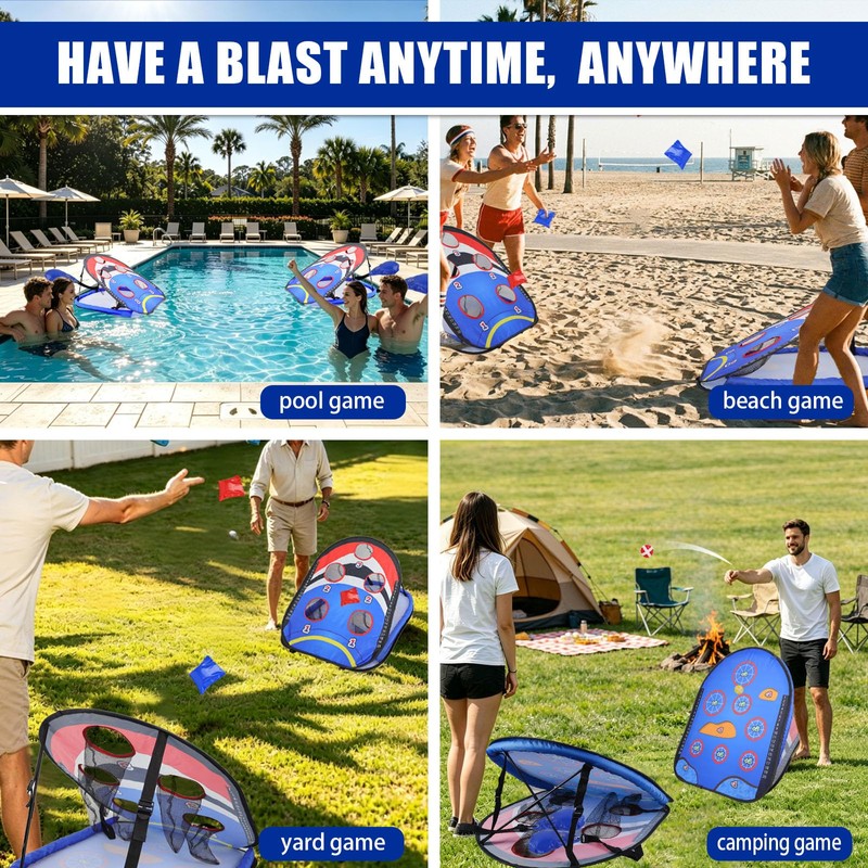 ROSE ME Pool Cornhole Game Floating, Double Sided Pool Games