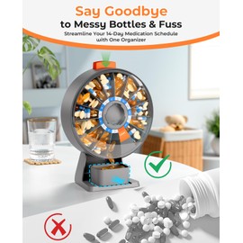 Daviky Daviky Pill Box, Large Wall-Mounted or Standing Pill Box, 14-Day Pill Box, Push-Button Design, Weekly Pill Box for Vitamins, Medicines, Supplements, and Fish Oil