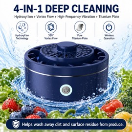 Fruit and Vegetable Washing Machine, Portable Produce Purifier with Hydroxyl Water Ion Technology & Pure Titanium Electrolysis Plate, IPX7 Waterproof Wireless Fruit Cleaner for Meat, Seafood