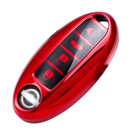 WORCAS - Funda para llave inteligente de poliuretano termoplástico suave, sin llave, compatible con Nissan Altima Maxima Armada de Murano Rogue Versa Pathfinder Leaf Sentra GT-R Infiniti EX FX X G JX M Q QX Series (rojo)