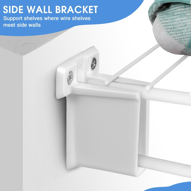 Dreyoo 24 Pack Wire Shelf End Bracket, White Plastic Closet