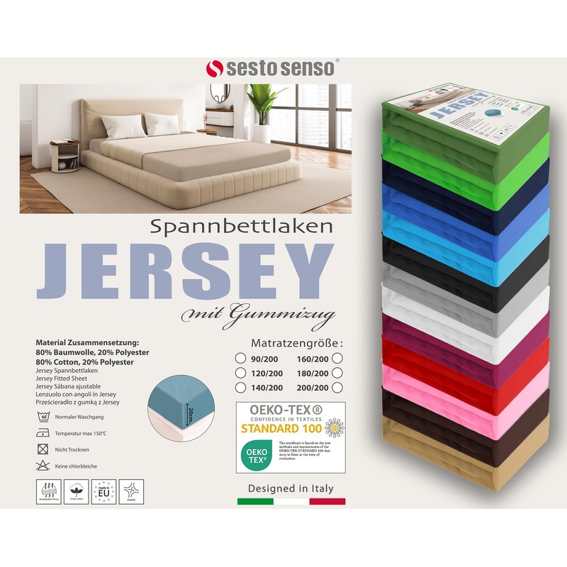 Sesto Senso Fitted Sheet 180 x 200 cm White for