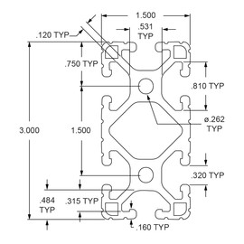 8020, 1530, 15 Series 1.5 Inch x 3 Inch T-Slotted Aluminum Extrusion DIY Extruded Linear Slot Bar Rail 80/20 (Lite, Black Anodize, 18" Long)