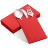 100-Pack Disposable Napkins With Pocket For Flatware, Red Napkins Paper