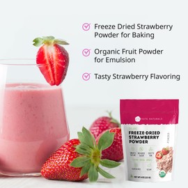 Kate Naturals Organic Freeze Dried Strawberry Powder for Baking & Drinks. Natural Strawberry Flavoring for Cakes, Icing & Smoothies (4oz, No Added Sugar)