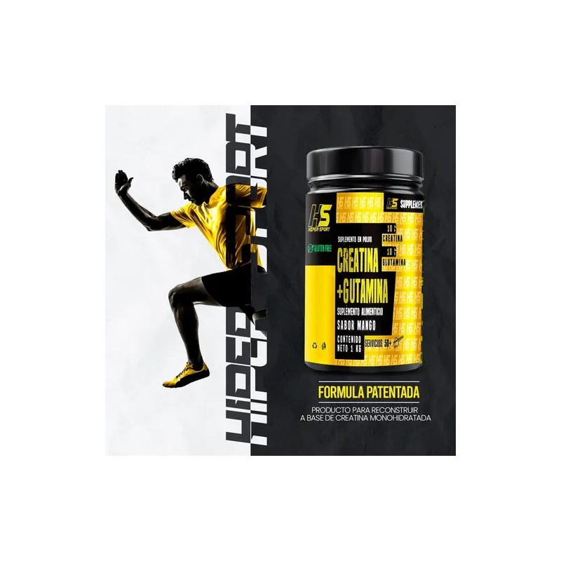 Creatina Glutamina Hiper Sport 1kg 50 Servicios.