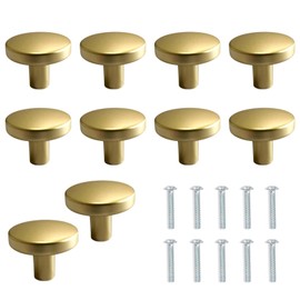 MVPACKEEY 10Pcs Round Cabinet Knobs Drawer Knobs Gold Drawer Knobs Kitchen Cabinet Knobs Dresser Handles Pulls Cupboard Knobs Single Hole Cabinet Pulls for Drawer Wardrobe Cupboard Decoration