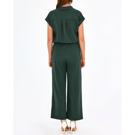 PRETTYGARDEN Womens 2 Piece sets Summer Cap Sleeve Tops Palazzo Pants Dressy Casual Vacation Travel Outfits Tracksuits, Dark Green, X-Large