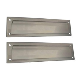 QCAA Solid Brass Mail Slot, with Solid Brass Interior Back Plate, 13" x 3.625", Satin Nickel, 1 Pack, Made in Taiwan