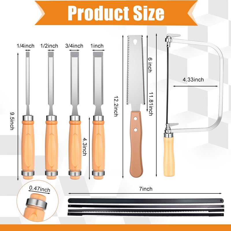 Lanties 6 Pcs Woodworking Tools Set, Includes 4 Wood Chisels