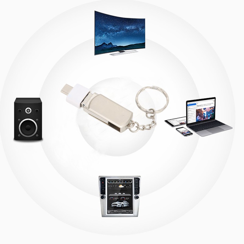 Key Chain Flash Drive USB3.0 Mobile Phone Computer Dual Purpose